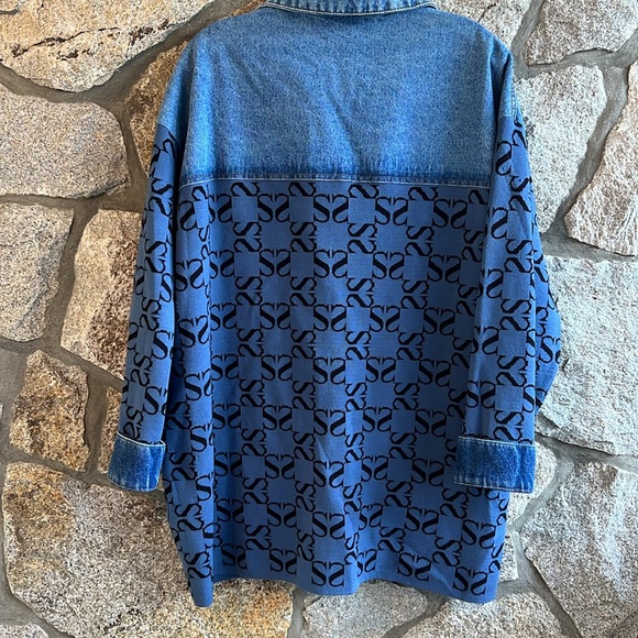 Sandro Augustin Mixed Media Denim Shirt Jacket - Picture 13 of 16